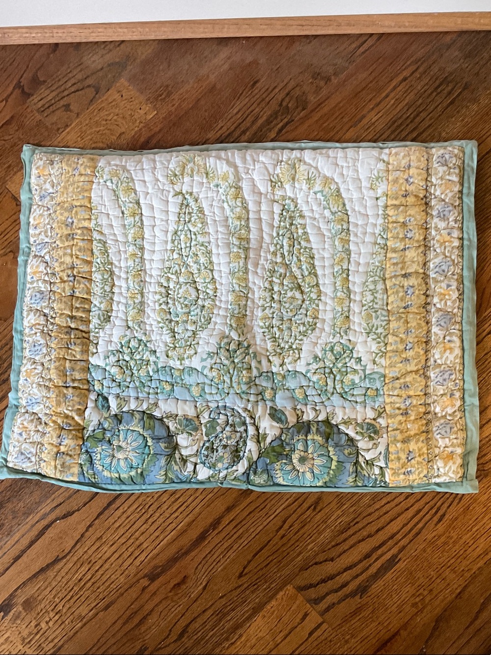 Pottery Barn Aqua, Yellow and Cream Paisley Shams